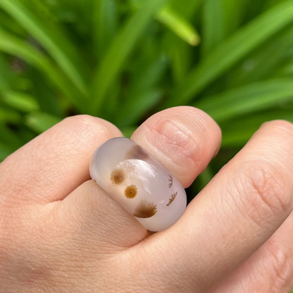 Size 6‎ Unique chunky Dendritic Agate Band Ring 0086